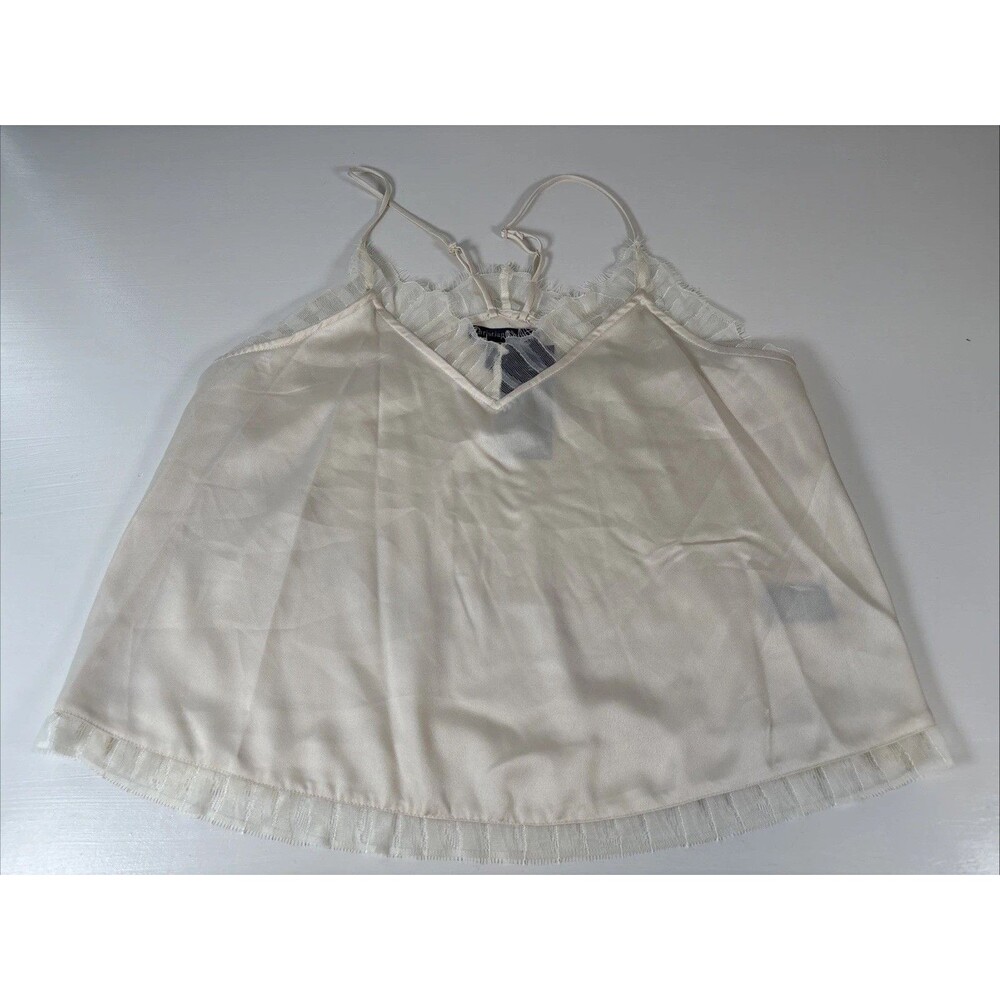 CHRISTIAN LACROIX Ivory V-Neck Racerback Tank Top Adjustive Strap Size Medium